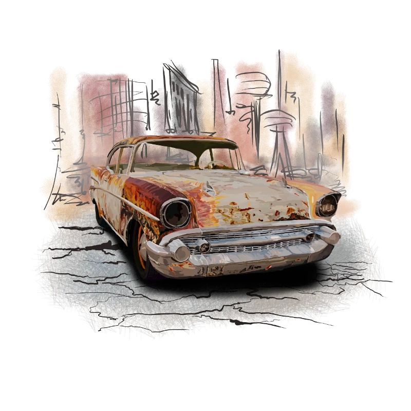 Rostiger Oldtimer Stadt Szene