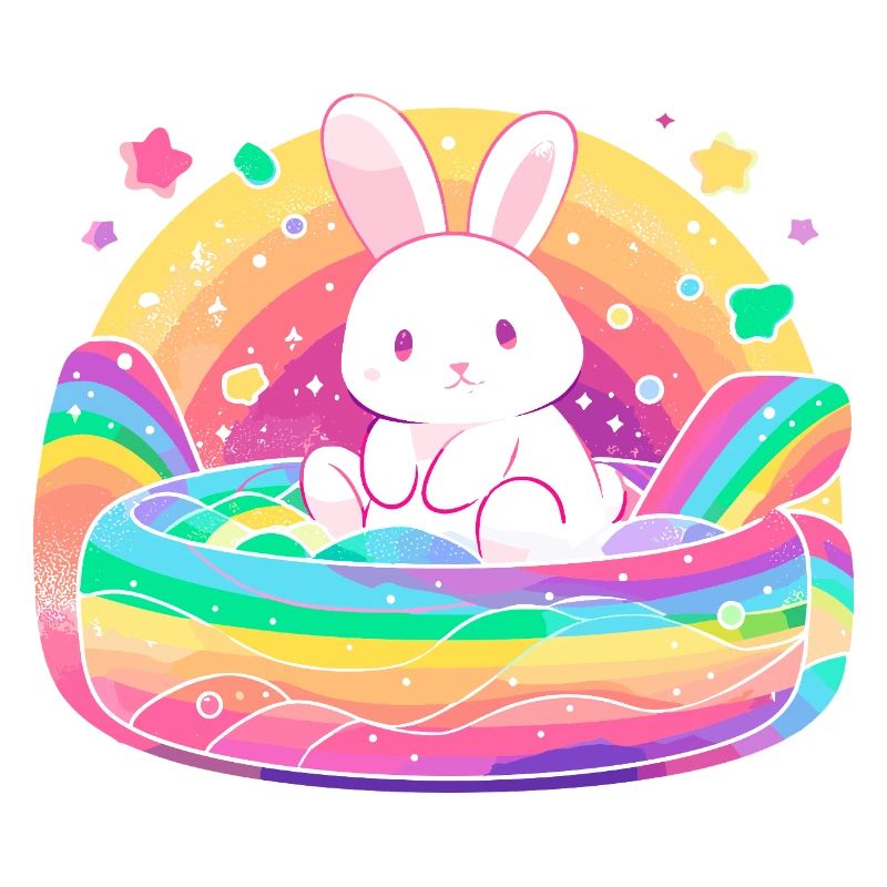 Kawaii Hase im Regenbogen
