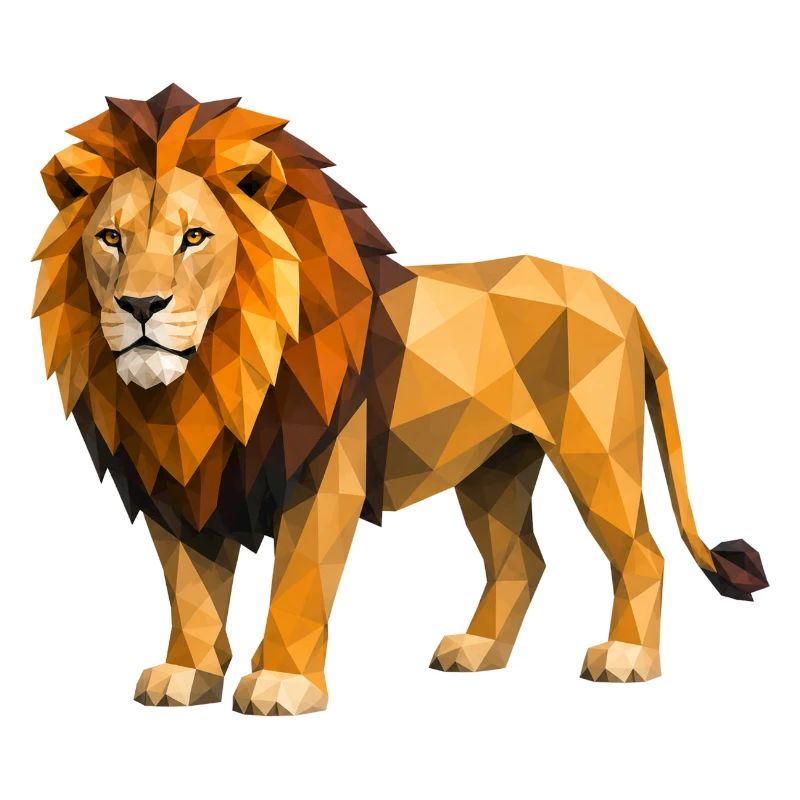 Low Poly Löwe Gelb Orange