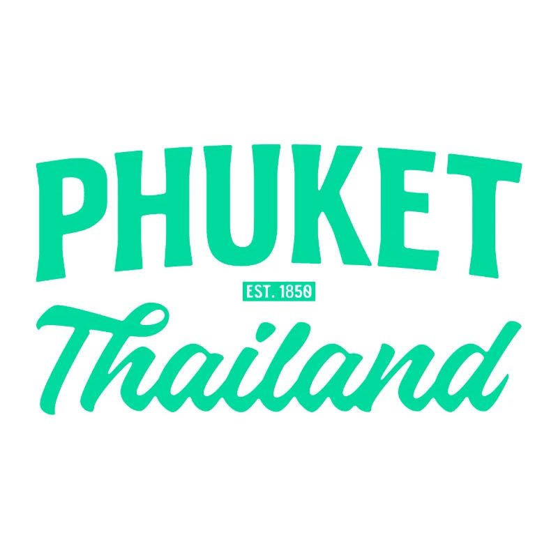 Phuket Thailand Teal Script