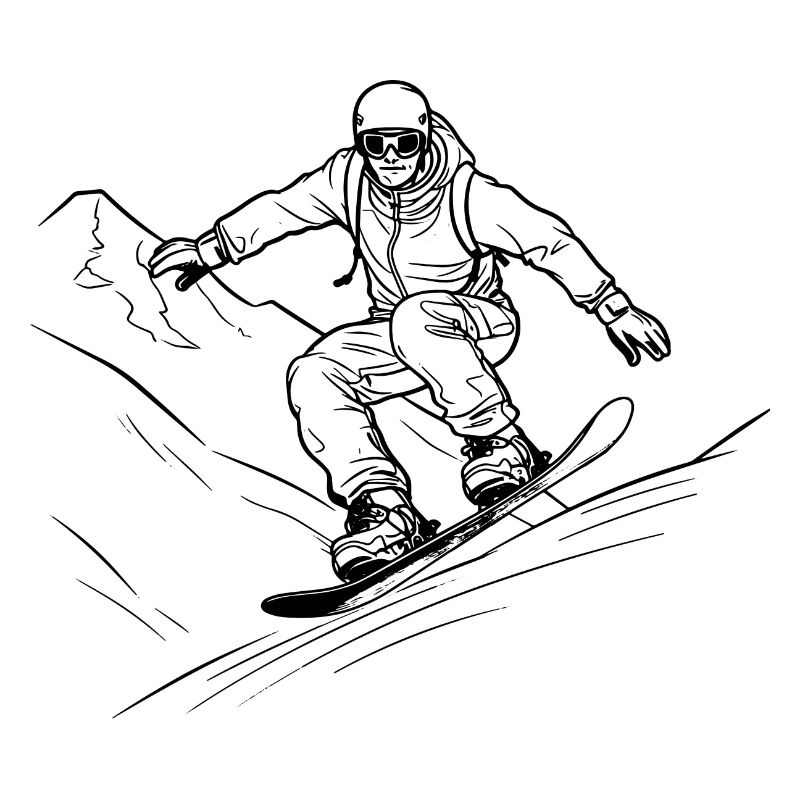 Snowboarder Line Art