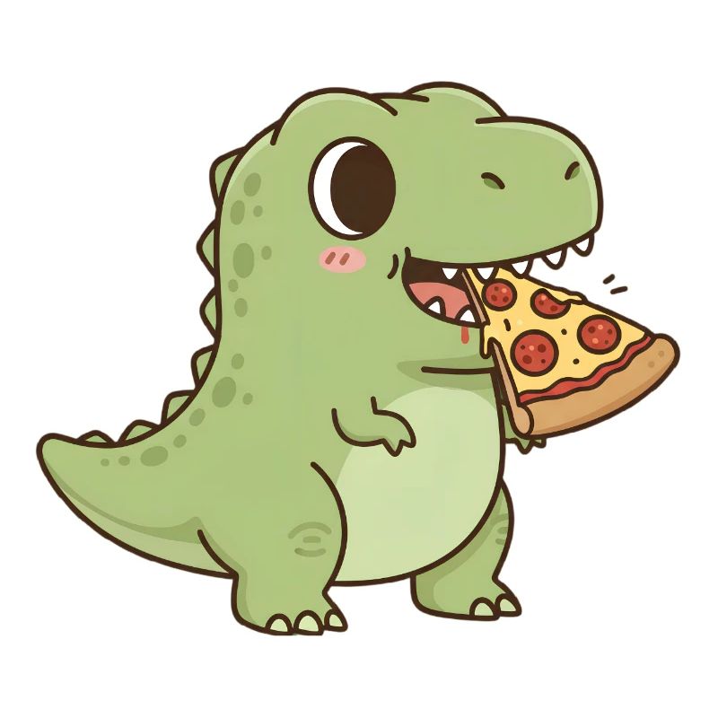 T-Rex isst Pizza