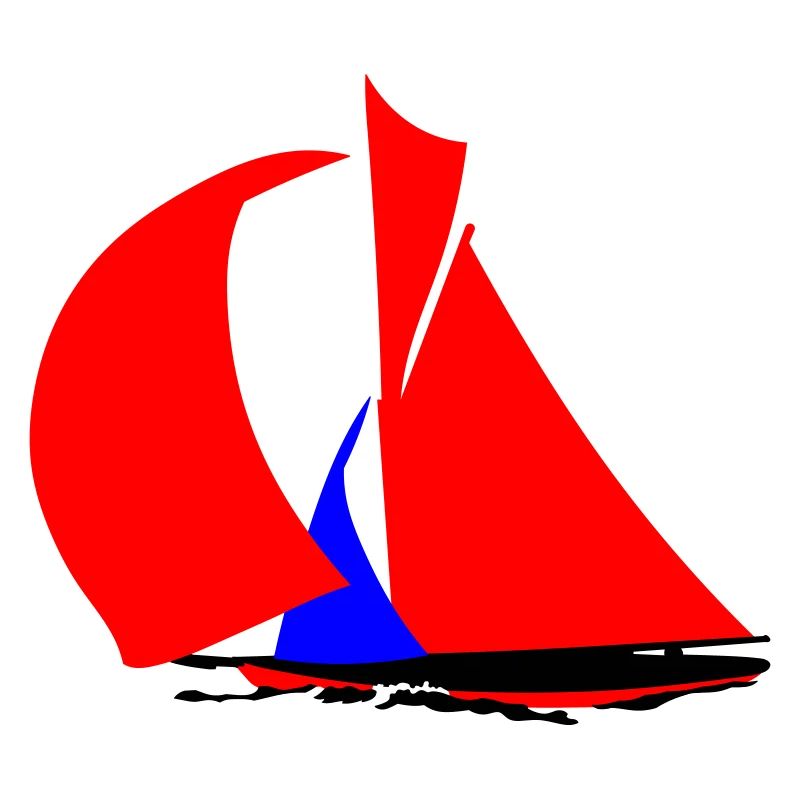 Roter Segelboot Silhouette