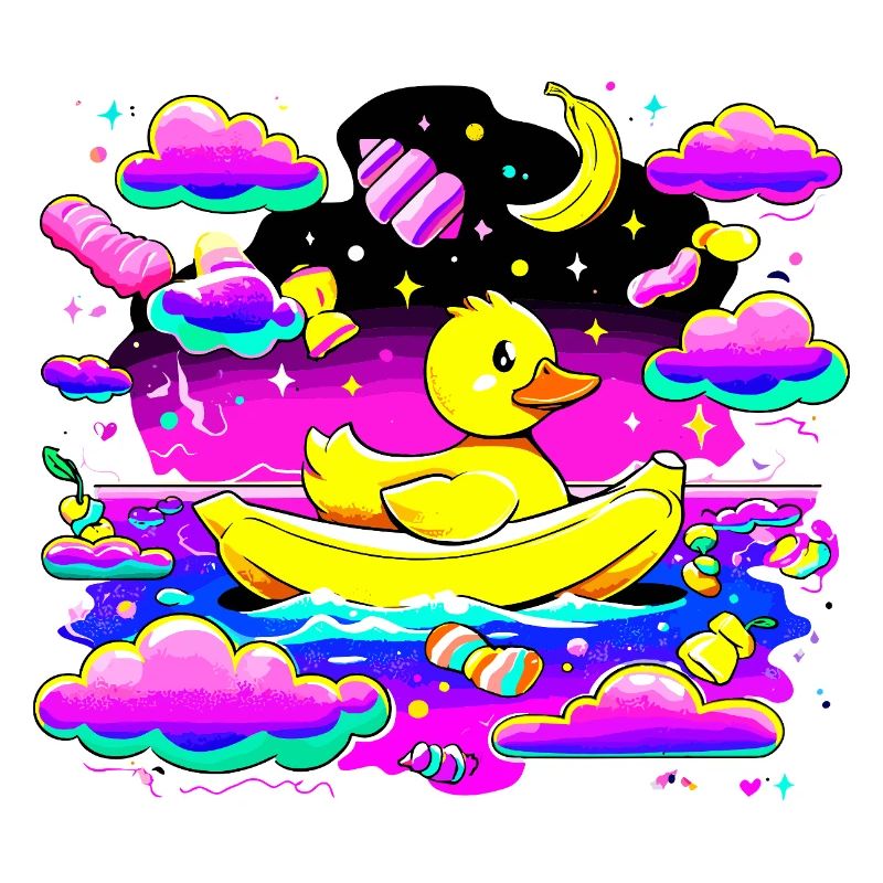 Bunte Quietscheente im Regenbogenboot