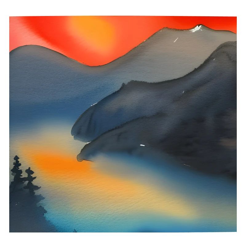 Bergnebel-Aquarell