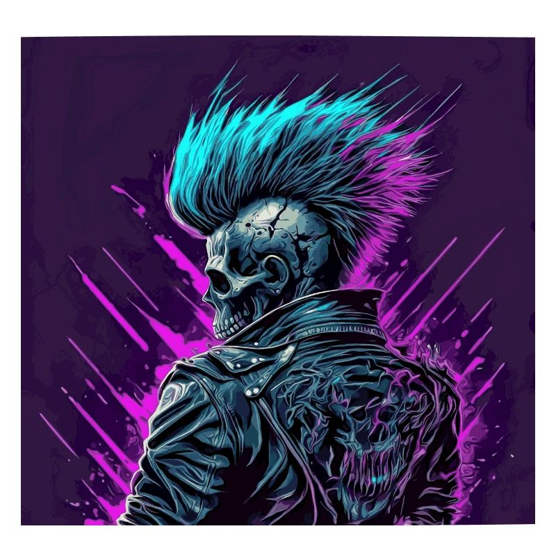 Synthwave Zombie Skull