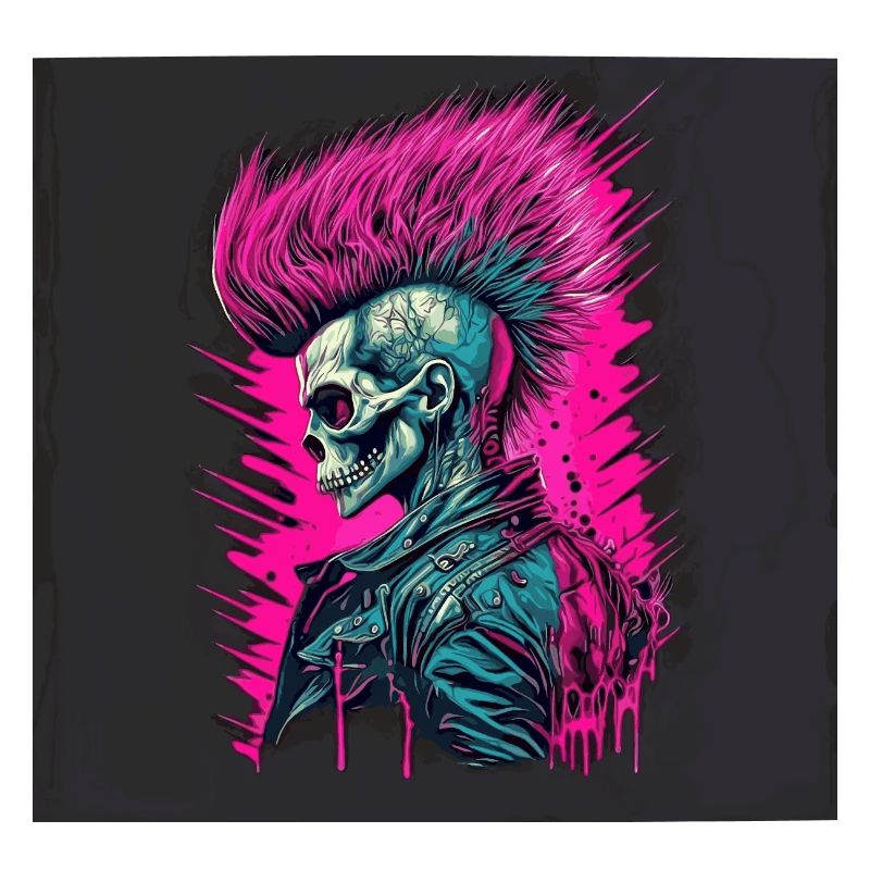 Synthwave Zombie Skull