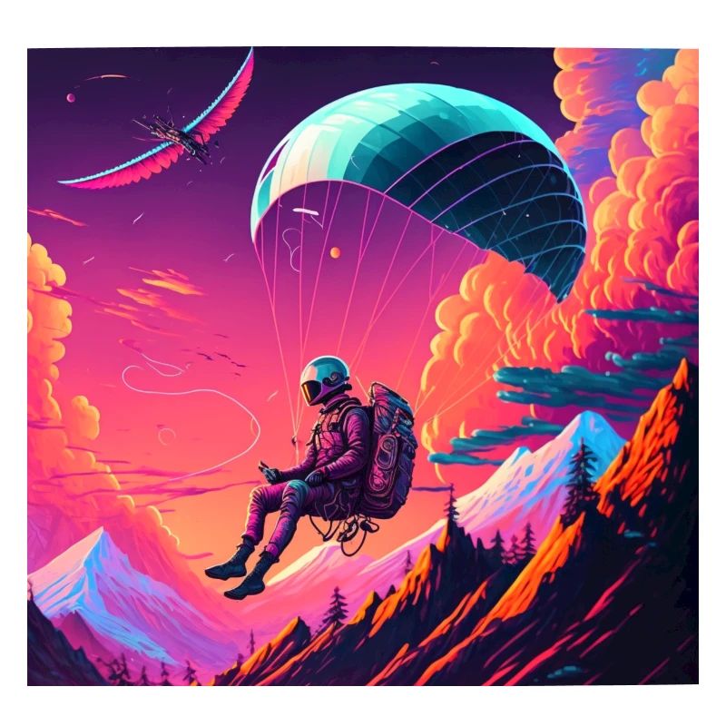 Paraglider im Synthwave Stil