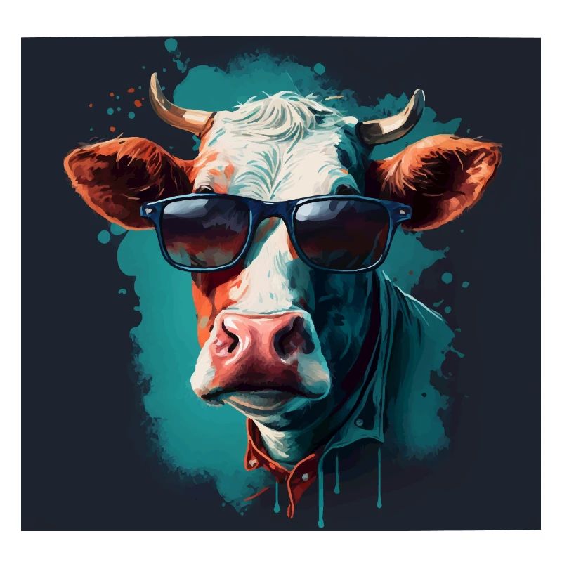 Une vache avec des lunettes de soleil