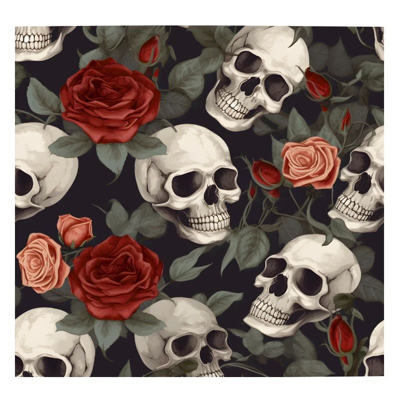 Skulls & Red Roses Pattern Dark Elegant Gothic