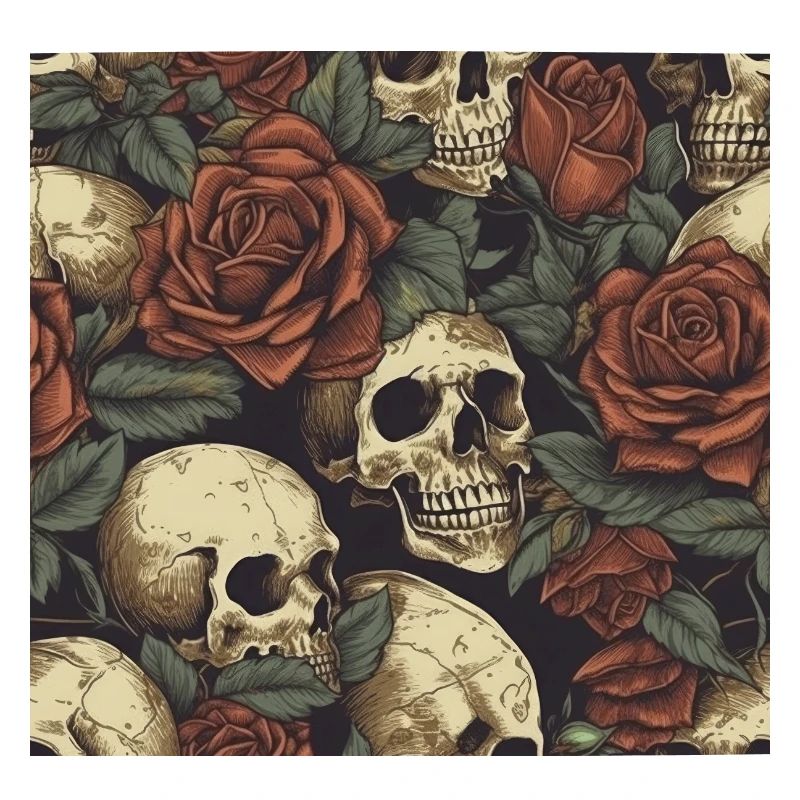 skulls and roses pattern