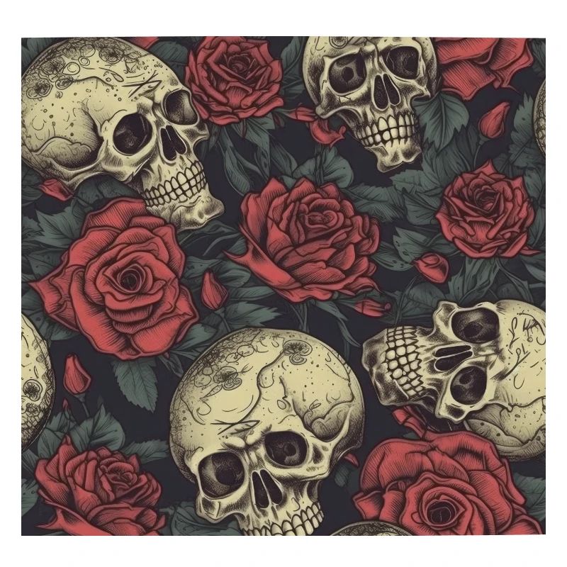 skulls and roses pattern
