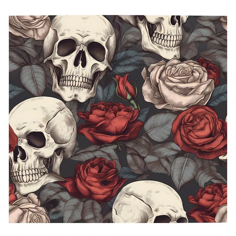 Totenköpfe & Rote Rosen Muster Dunkel Elegant Goth