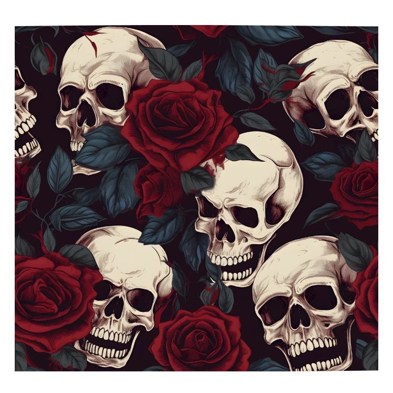 Red Roses & Skulls Pattern Dark Elegant Gothic