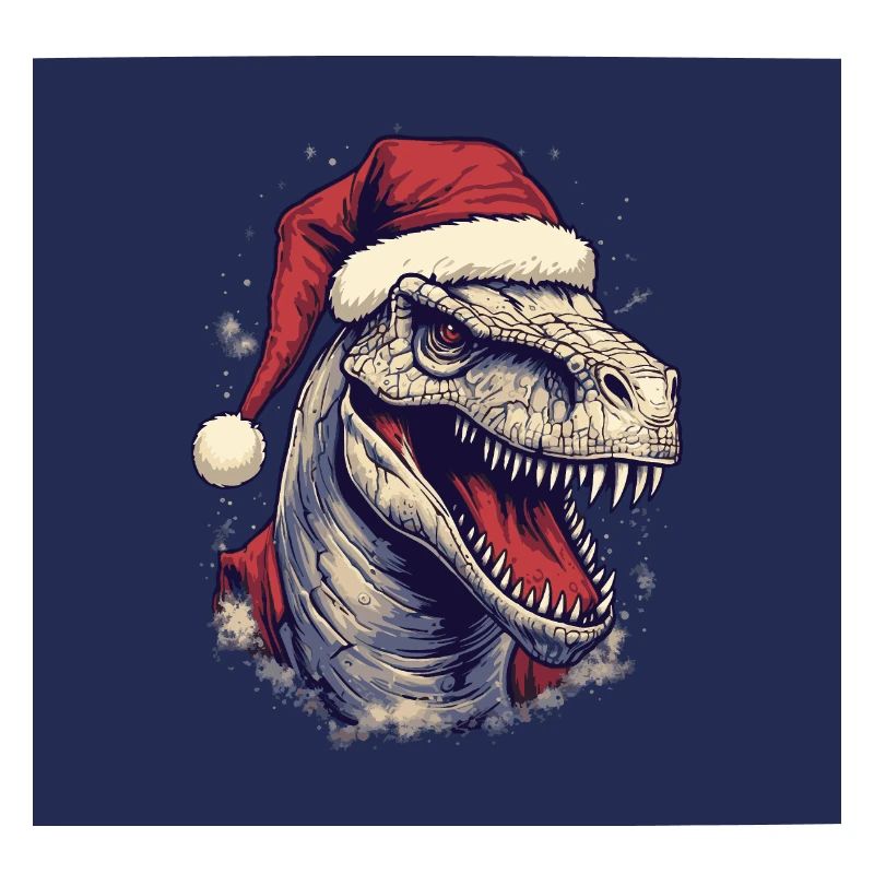 T-Rex mit Weihnachtsmannmütze