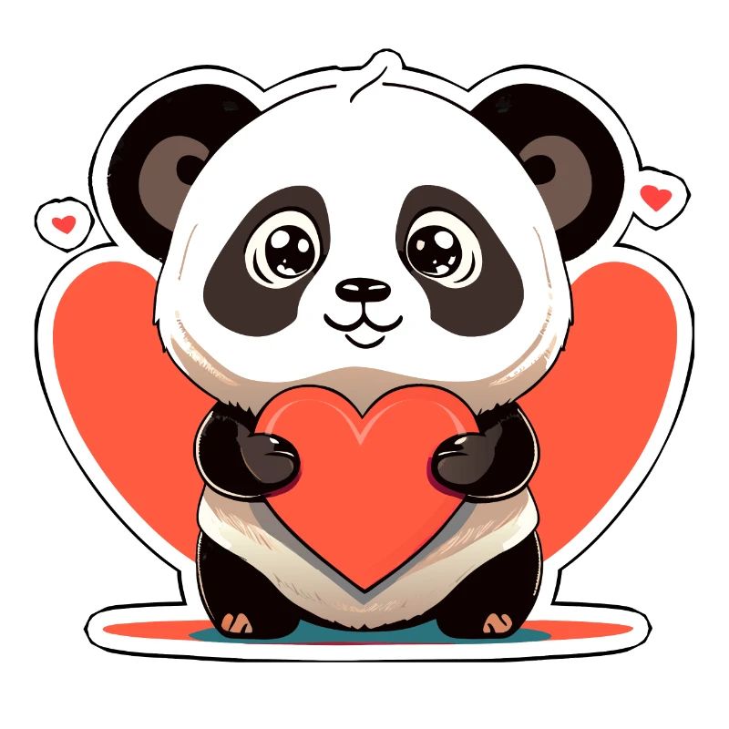 panda with heart