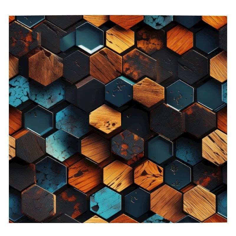 Geometric Timber Crystalline Hexagons