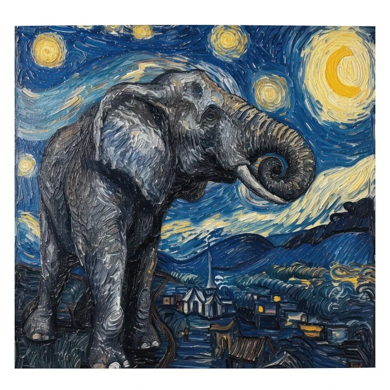 Elephant, Van Gogh, Starry Night