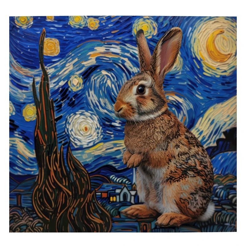 Hare, Rabbit, Van Gogh, Starry Night