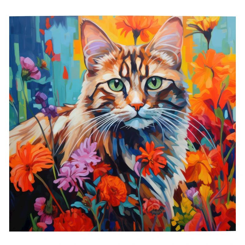 chat, motif de chat, fleurs, cadeau, idée cadeau