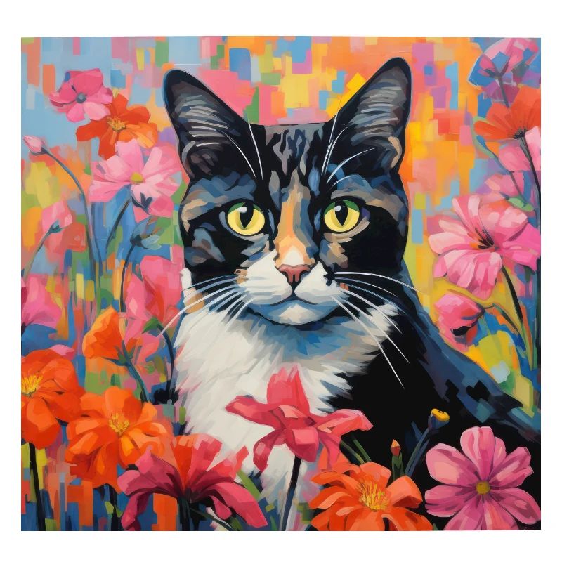 chat, motif de chat, fleurs, cadeau, idée cadeau