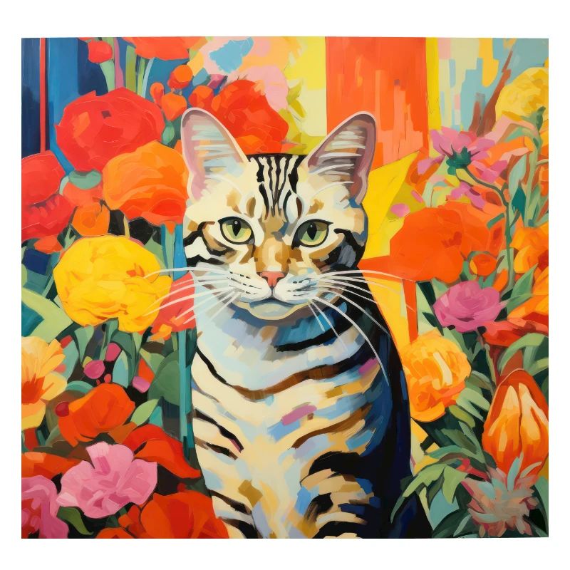 chat, motif de chat, fleurs, cadeau, idée cadeau