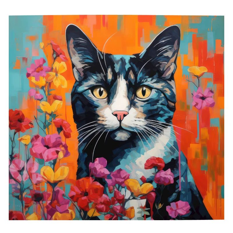 chat, motif de chat, fleurs, cadeau, idée cadeau