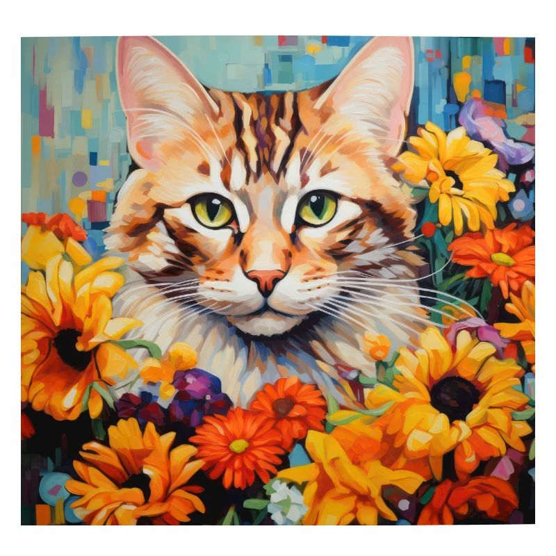 chat, motif de chat, fleurs, cadeau, idée cadeau