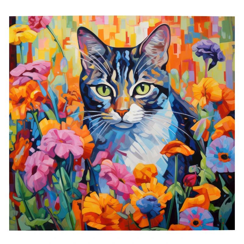 chat, motif de chat, fleurs, cadeau, idée cadeau