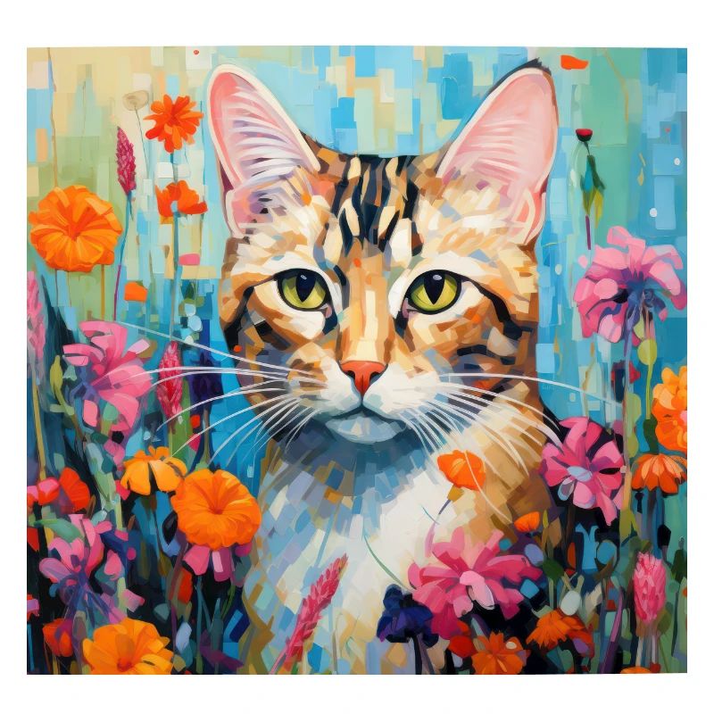 chat, motif de chat, fleurs, cadeau, idée cadeau