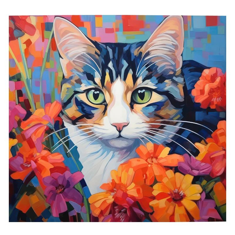 chat, motif de chat, fleurs, cadeau, idée cadeau