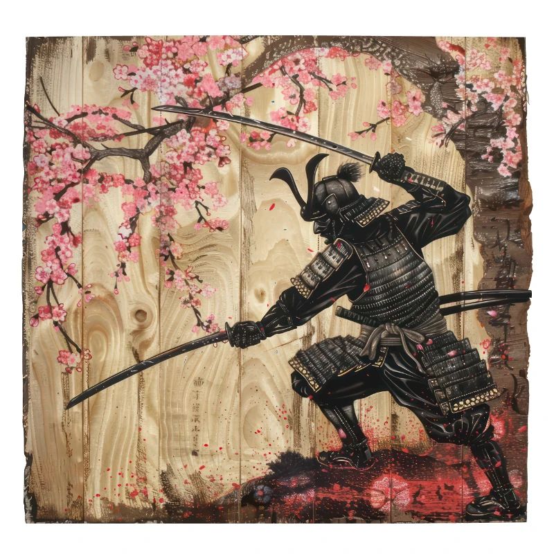 Japanisch, Samurai, Kirschblüte, Kunst, Ukiyo-E