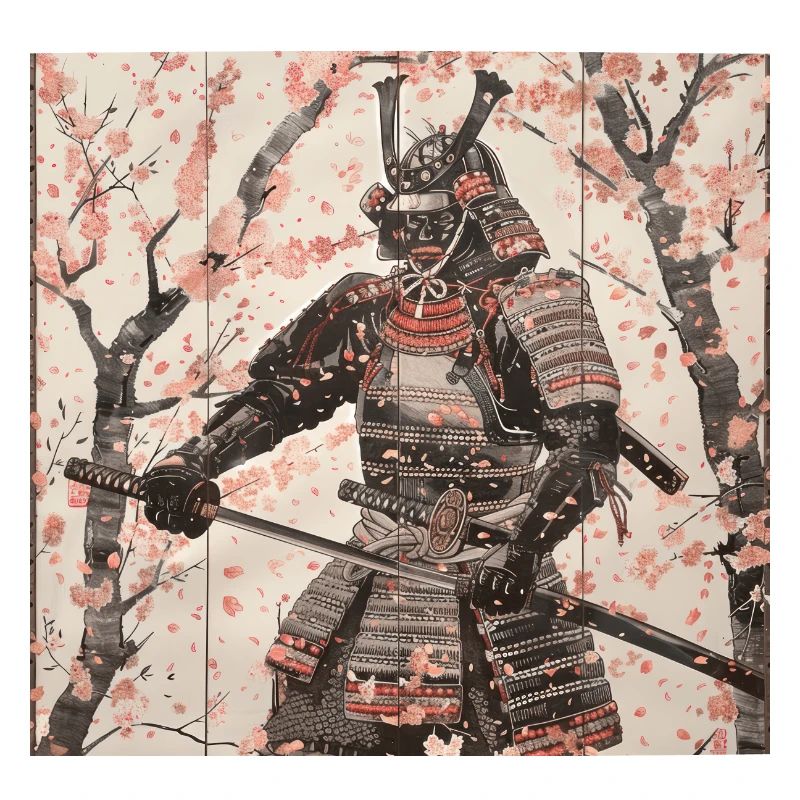 Japanese, Samurai, Cherry Blossom, Art, Ukiyo-E