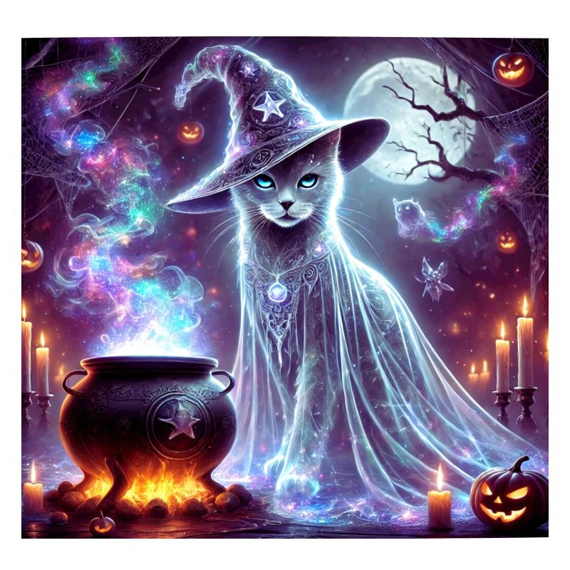 Mysterious Wizard Ghost Cat