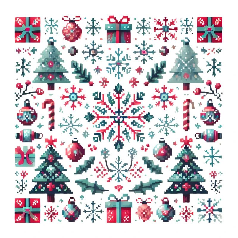 Festive Pixel Art Christmas Pattern
