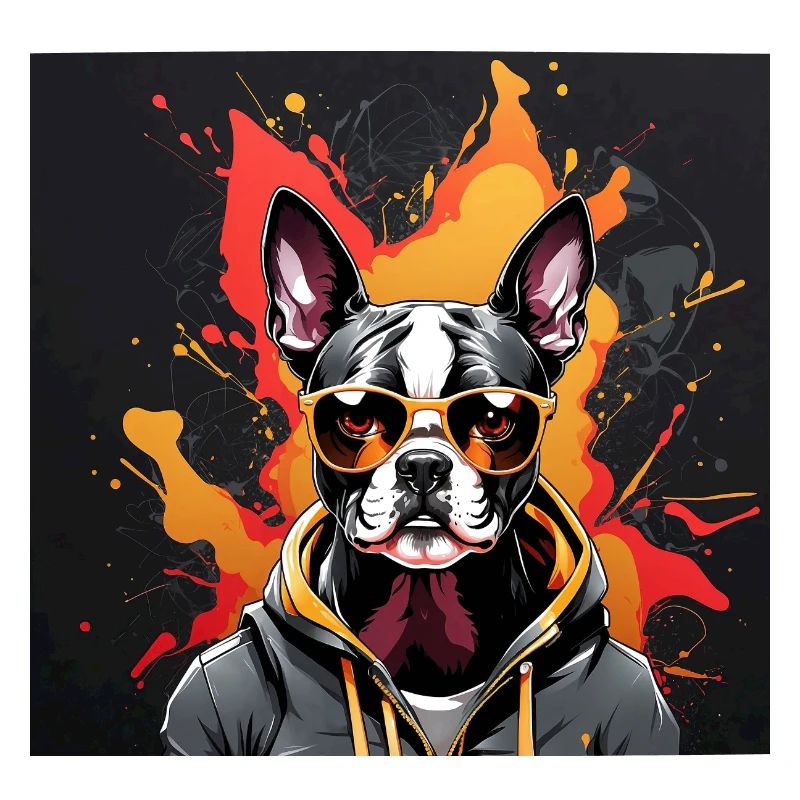 Boston Terrier Bostie with Sunglasses