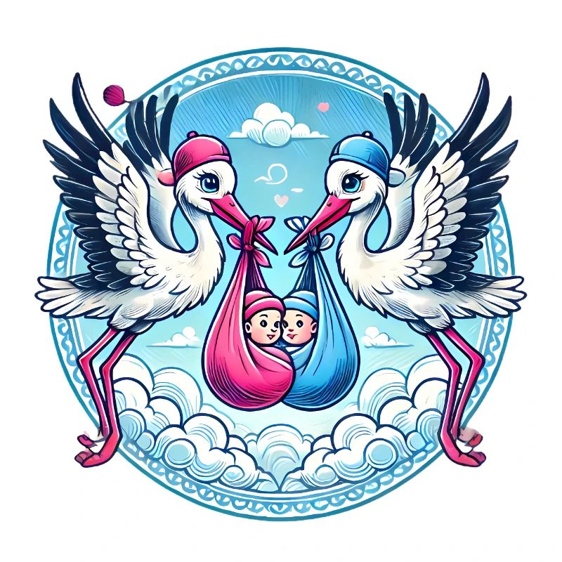 Pink or Blue Stork Baby Bundle Design