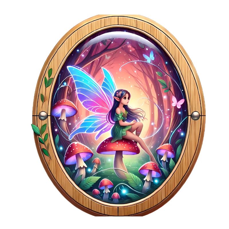 Fairy on a Rainbow Mushroom Design