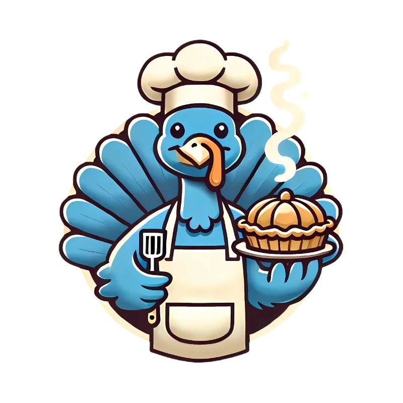 Chef Turkey Serving Pumpkin Pie
