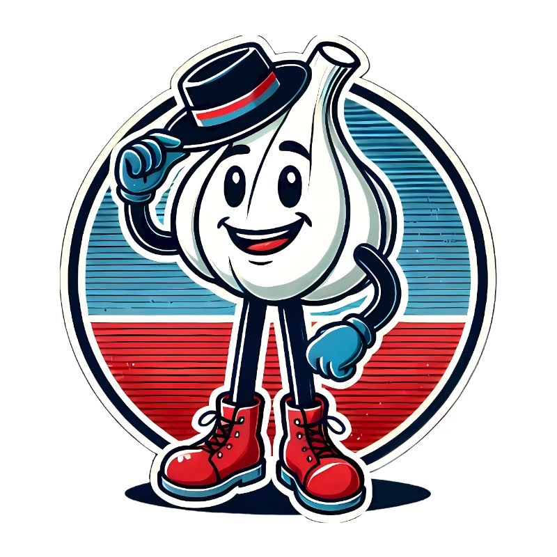 Lustiger Knoblauch-Cartoon-Weinlese Sticker