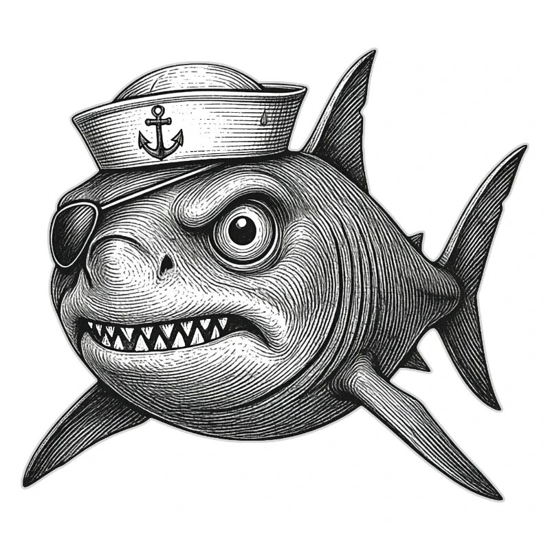 The grumpy Captain Shark