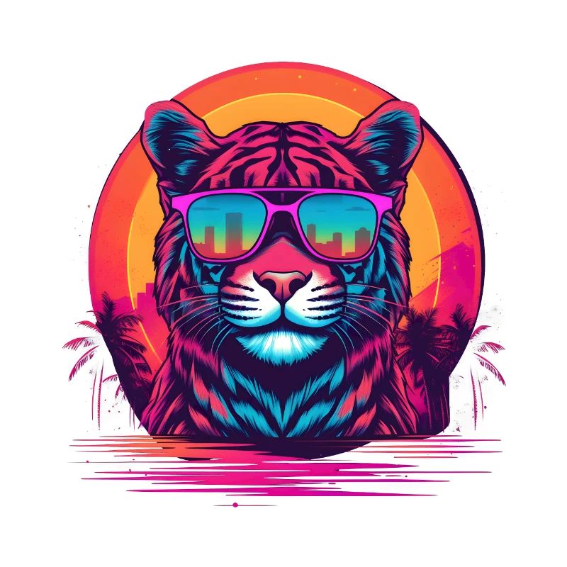 Synthwave Tiger Sunset
