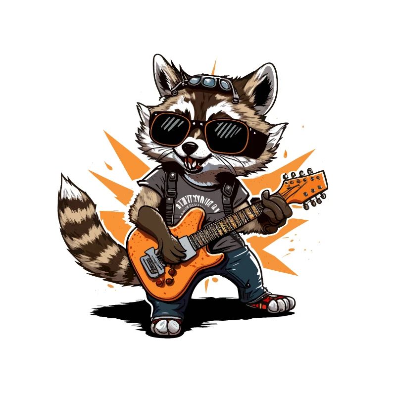 Waschbär-Gitarrist