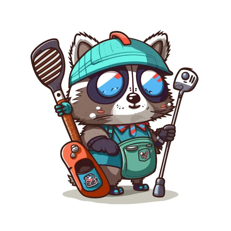 Waschbär-Golfer
