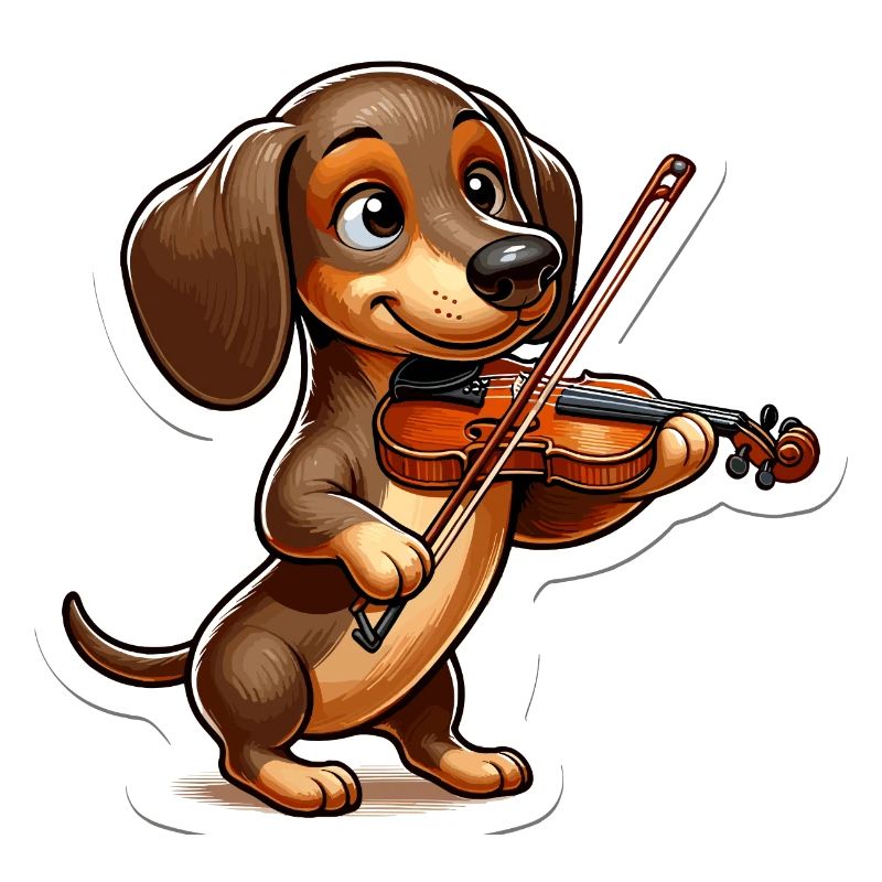 Teckel mignon jouant du violon