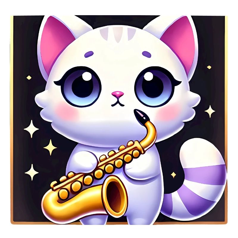 Conception de dessin animé de chat de saxophone mignon