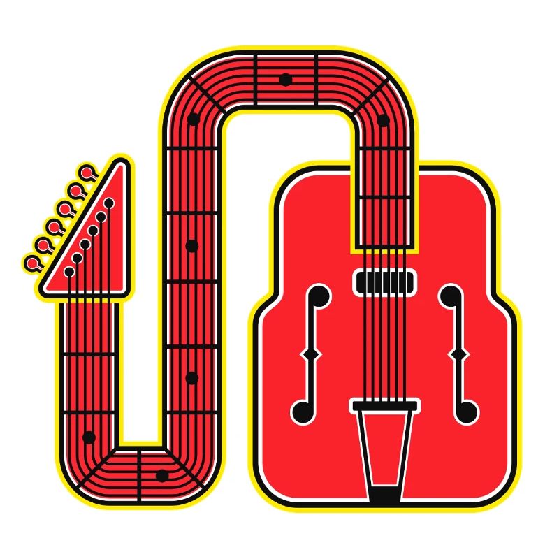 Red Abstract Shape Retro-Gitarre