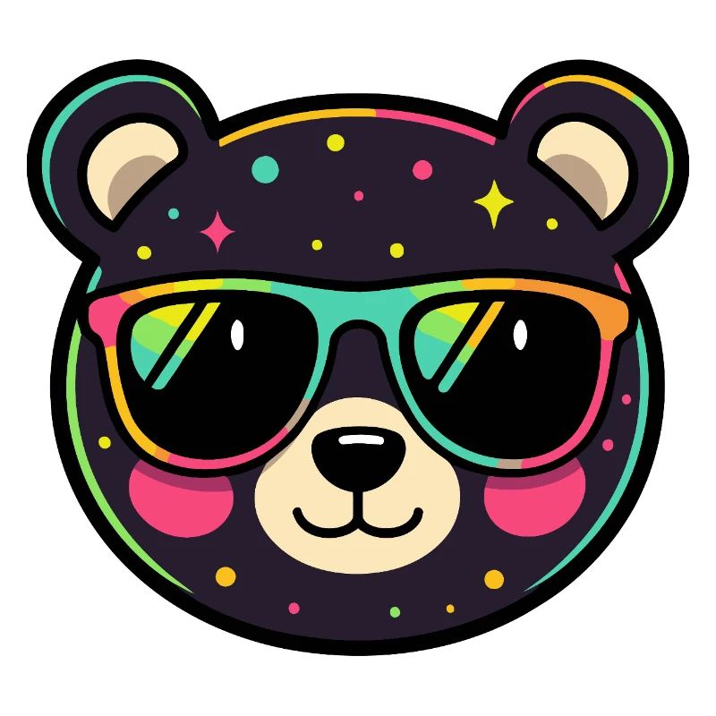 Polychromer Neon-Panda mit Brille