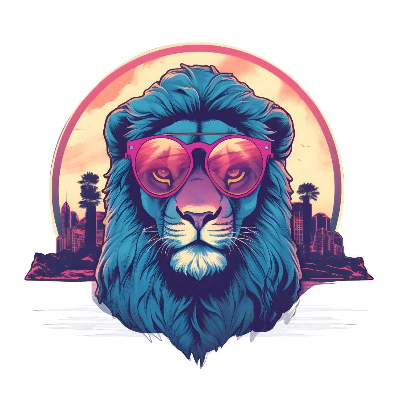 Synthwave Lion Sunset