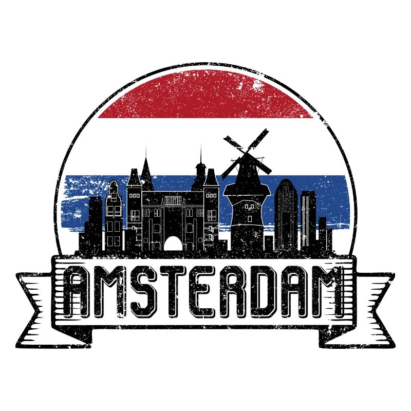 Amsterdam Retro Skyline Abzeichen